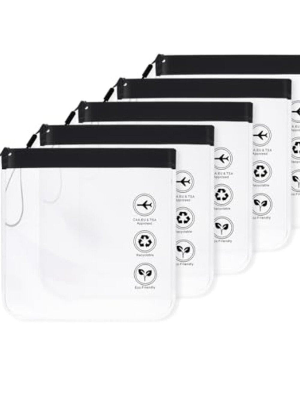 5pc Clear Travel Toiletry Bags TSA Approved Waterproof Leakproof 1L Quart Size